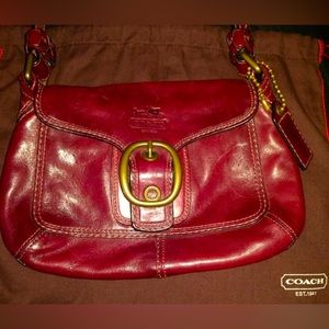 COPY - 2000 era NEW Vinage Coach handbag. Maroon with plaid interior